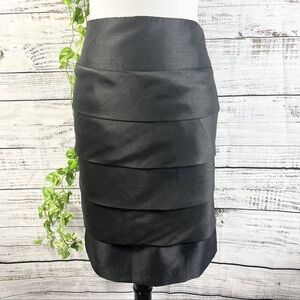 Kasper Black Tiered Midi Pencil Skirt